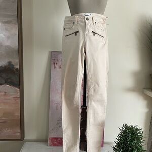 PAIGE Indio Zip Skinny Cream Jeans